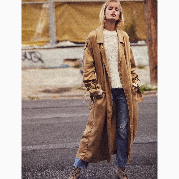 Free People Tied Up Slouchy Trench Coat XS - Picture 5 of 7